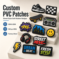 Patch en PVC souple style urbain pour baskets de skateboard, badge moral en caoutchouc personnalisé Hip-Hop pour vestes