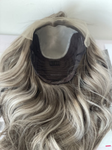 Peluca grande de encaje de pelo europeo de grado 12a de Instock, peluca con flecos frontales de encaje HD de color rubio ceniciento con forro de seda para mujer - Product Image 6