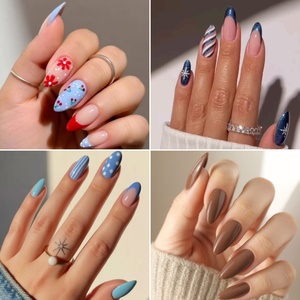 <span class=keywords><strong>Faux</strong></span> <span class=keywords><strong>Ongles</strong></span> <span class=keywords><strong>Longs</strong></span> Ronds Scintillants Personnalisés en Gros, Réutilisables, Durables, Blancs Unis de Luxe à Coller - Product Image 2