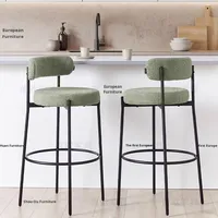 Tabouret de bar haut de style vintage français moderne avec dossier, cadre en acier carbone pour salon et hôtel, chaise de bar d'îlot