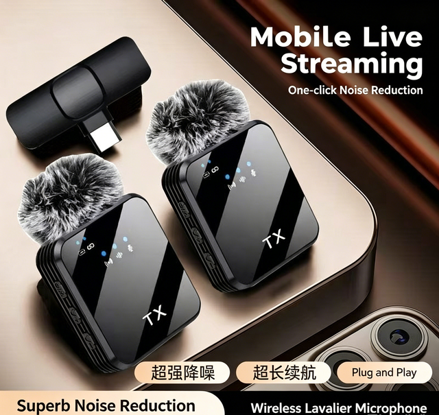 2.4G Wireless Cardioid Noise Cancelling Lightweight Condenser Lavalier Microphone DX08 with Type C Connector and Metal Build