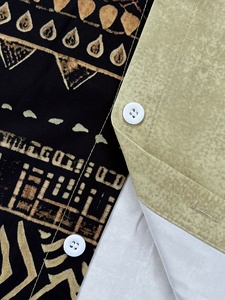 Camisa de Manga Corta para Hombre, Color Beige, con Patrón Étnico, Cuello Mao, Venta Directa de Fábrica, Uso Diario Informal, Corte Regular, Pedido al por Mayor, ODM, Ligera, 3D - Product Image 4