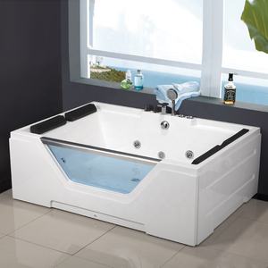 עיסוי אקרילי מודרני חדש זכוכית רב תפקודי ג'קוזי בריכות ג'קוזי אמבטיות ואמבטיה אמבט ספא אמבט בלבואה אור LED כפול - Product Image 1