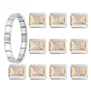 ชุดเครื่องประดับสแตนเลสแบบ DIY สร้อยข้อมือแบบโมดูลาร์ลายตัวเลข แฟชั่นสำหรับทุกเพศ - Product Image 1
