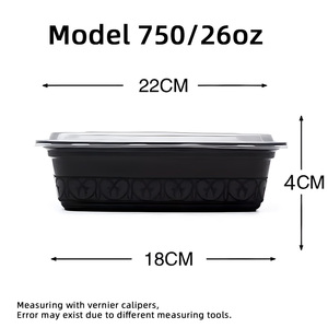 Barquettes alimentaires à emporter de style américain, contenants bento jetables pour le déjeuner, bols à soupe et à nouilles <span class=keywords><strong>micro</strong></span>-ondables moulés par injection, 1200 ml - Product Image 3