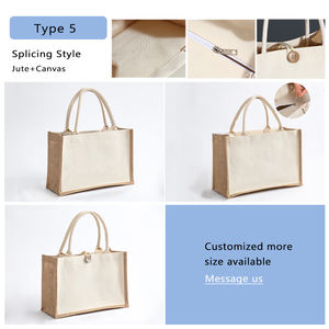 Sac en vrac <span class=keywords><strong>tendance</strong></span> 2024 sacs bularp bouton poignée en bambou sac fourre-tout en jute naturel personnalisé avec logo imprimé personnalisé - Product Image 6