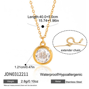 Collier en acier inoxydable plaqué or avec zircone cubique ronde au design exquis, chaîne en <span class=keywords><strong>Y</strong></span>, collier pour pull, bijoux - Product Image 4