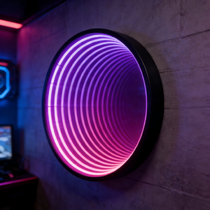Kingstin <span class=keywords><strong>Miroir</strong></span> Infini LED Futuriste | Changement de Couleur RGB – Décoration pour Bar, KTV, Chambre à Coucher et Décoration de - Product Image 1