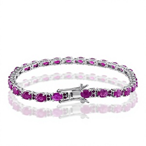 Luxury Ruby Gemstone <b>Bracelet</b> in <b>925</b> <b>Sterling</b> <b>Silver</b> with Rhodium Plating and Prong Setting for Unisex Women Wedding Gift - Product Image 3