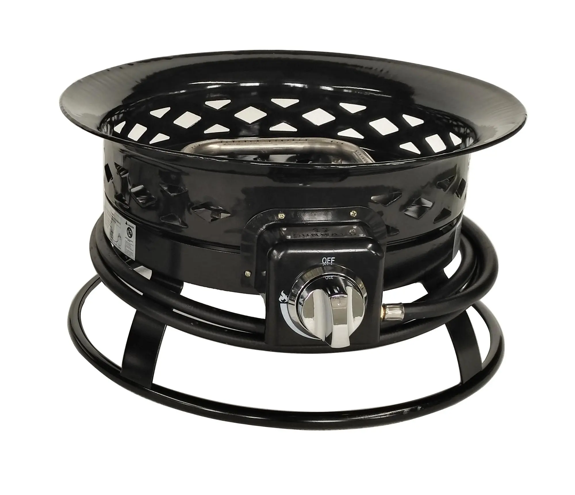 Ngoài Trời Thép Tròn Propane Fire Pit Với Cross Wave Pattern