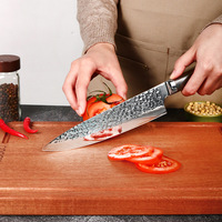 Manche en bois forgé de haute qualité de 6 pièces, ensemble de couteaux de cuisine de chef en acier inoxydable à haute teneur en carbone