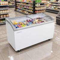 Kulkas Freezer Komersial dengan Logo Kustom, Pendingin Langsung, Kompresor Terpasang, untuk Display Es Krim