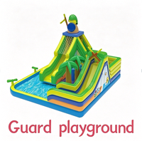 Toboggan aquatique gonflable commercial personnalisé avec piscine, parc aquatique gonflable pour enfants en forme d'éléphant/dragon/lapin/garde, location pour divertissement