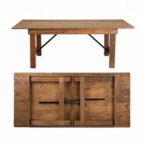 Table pliante rectangulaire en bois marron pour événements, mariages, jardins et repas, 180-270 cm, modèle populaire pour usines