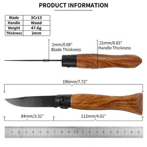 Cuchillo Plegable de Supervivencia para Camping, con Hoja de Acero Inoxidable y Mango de Madera de Haya, en Oferta - Product Image 3