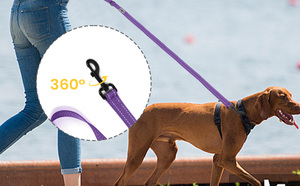 TUK TOOX Nylon <b>Dog</b> <b>Leash</b> 6FT Padded Reflective Handle Solid Purple for Medium <b>Dogs</b> - Product Image 2