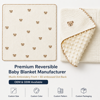 Couverture pour bébé respirante en coton mousseline brodé double face et à pois gaufrés, personnalisée par le fabricant