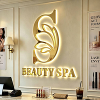 Enseigne lumineuse 3D personnalisée couleur or de luxe pour salon de beauté, lettres murales rétroéclairées intérieures/extérieures pour entreprise