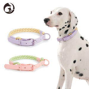 PVC kustom kerah Anjing mode tahan air produsen baru 2024 kerah timbal Set hewan peliharaan nilon Neoprene anyaman tidak licin kerah - Product Image 1