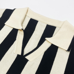 Suéter tipo <span class=keywords><strong>polo</strong></span> personalizado de punto jacquard a rayas para <span class=keywords><strong>hombre</strong></span> con decoración de logotipo - Product Image 6