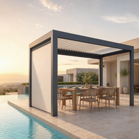 Pergola Bioclimatique à Lames Orientables Motorisées, Structure en Aluminium Enduit de Poudre Durable pour Terrasse et Espace de Loisirs