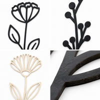 Holz-Blumen-Wanddekor-Set, Lasergeschnittene Botanische Kunst, Minimalistische Pflanzen-Wanddekoration, OEM Großhandel, Blumen-Wandkunst