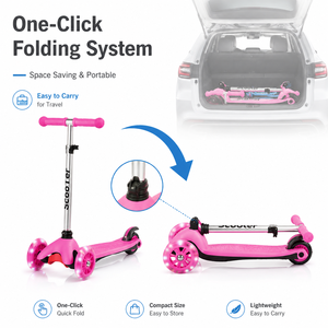 Trottinette pliable pour enfants avec <span class=keywords><strong>roues</strong></span> lumineuses en PU, hauteur réglable sur 4 niveaux, trottinette à <span class=keywords><strong>3</strong></span> <span class=keywords><strong>roues</strong></span> pour garçons et filles de <span class=keywords><strong>3</strong></span> à 12 ans - Product Image 2