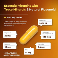 Kapsul Vitamin D3 K2 Penyerapan Tinggi Diperkaya Magnesium Seng Quercetin Energi Otot Suplemen Kesehatan Diet Dewasa OEM