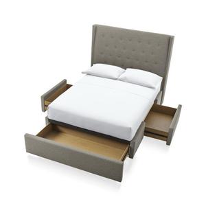 Nouveau lit cinq étoiles de luxe moderne du milieu du siècle ensemble de meubles de chambre à coucher gonflables King Size en bois massif pour application de villa - Product Image 1