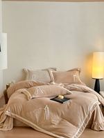 Draps de lit en tissu mousse de lait épais double face, taies d'oreiller, ensembles de housses de couette