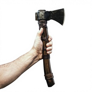 ขวานเหล็กดามัสกัส ด้ามไม้สัก ยี่ห้อ Steel Craft International Tomahawks คุณภาพสูง เกรดอุตสาหกรรม สำหรับตั้งแคมป์ ล่าสัตว์ ขวานเหล็กคาร์บอน - Product Image 2