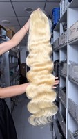 Perruque 12A de qualité, 100% cheveux humains, ondulée, fournisseur, densité 260, vente en gros, perruques frontales complètes 13x6, blonde 613