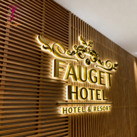 Enseigne lumineuse LED personnalisée haut de gamme pour entreprise, lettres rétroéclairées en or Haolit pour mur intérieur, logo de magasin