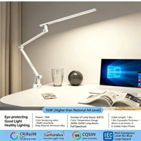 Lampe de bureau LED contemporaine CRI95 à commande tactile, double éclairage, pliable, luminosité/couleur réglables, construction métallique, alimentation CA, protection oculaire