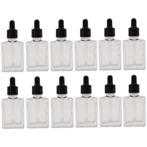 30ml <b>50ml</b> 100ml Square Glass Serum Dropper <b>Bottles</b> for Essential Oil With Gold Sliver Bamboo Cap - Product Image 1