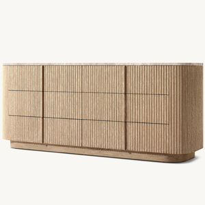 Rhoohill Maßgefertigte Weißeichen-Aufbewahrungssideboards im Amerikanischen Vintage-Stil Massivholz-<span class=keywords><strong>Kommode</strong></span> mit 6 Schubladen und Marmorplatte - Product Image 2