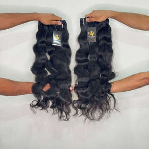 Extensions de cheveux humains indiens vierges, double épaisseur, ondulés, cuticules alignées, qualité temple, pour fournisseurs - Product Image 1