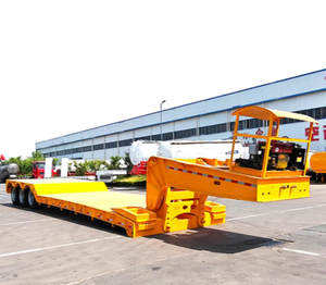 Полуприцеп-тяжеловоз с низкой платформой и гусиной шеей, 20/40 футов, грузоподъемность 100 тонн, 2/3/4-осная стальная конструкция, для механических перевозок - Product Image 5