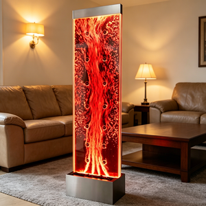 Cloison à bulles d'eau mobile moderne découpée au laser avec éclairage LED RGB pour chambre d'hôtel - Product Image 6