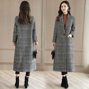 Ventes en gros Nouvelle arrivée Mode Printemps Automne Manteau long à manches longues à revers pour femmes Style décontracté en <span class=keywords><strong>laine</strong></span> longue - Product Image 3