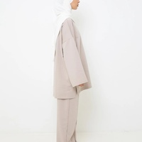 Vêtements de sport musulmans, vêtements de sport islamiques, vêtements de sport pour femmes, hijab, coupe ample, coton taupe clair, haut ample