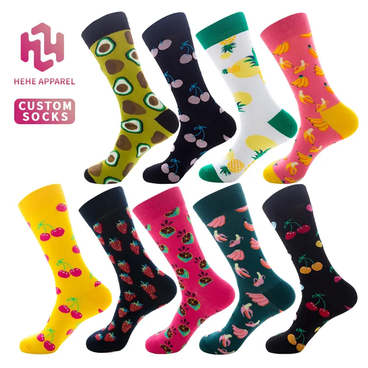 Benutzer definiertes eigenes Logo OEM Socken Männer Frauen Unisex Designer Mode Lustige Baumwolle Happy Crew Kleid Tube Socken Hersteller