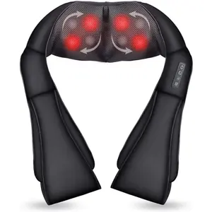 Almohada eléctrica de masaje Shiatsu profundo para coche, masajeador de hombro y cuello, cinturón