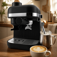 Machine à expresso avec mousseur à lait, cafetière à cappuccino, buse vapeur pour latte, machine à café automatique rétro à un bouton, du grain à la tasse, pour la maison et l'hôtel