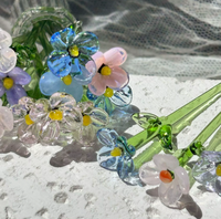 Bouquet de fleurs de naissance personnalisé en verre soufflé à la main, fleur de printemps, cadeau pour maman, cadeaux créatifs en verre, décoration d'intérieur