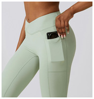 Sentiment nu pantalons de Sport décontractés bout à bout Yoga Leggings entraînement cloche bas femmes danse taille haute Bootcut pantalon avec poche