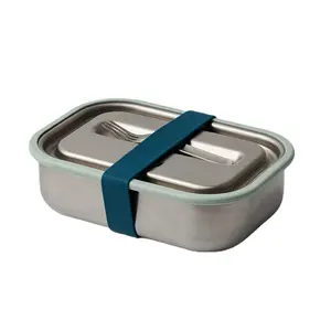 Umweltfreundliche Edelstahl-Bento-Lunchbox Kinder Vierkant-Silikonsiegel sandwich-Snack-Lebensmittelbehälter Metallschnalle Teiler
