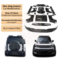 Pour Land Rover Defender 110 KN Style Kit de carrosserie en Fiber de carbone sèche lèvre avant pare-chocs Canards Grille garde-boue arrière fusées évents latéraux