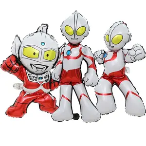 Venta al por mayor Ultraman estilo dibujos animados globos de papel de aluminio Superman cumpleaños fiesta verano fiesta decoraciones foto Props