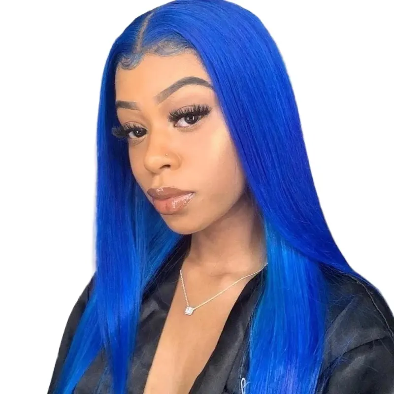 Long Blue Wigs for Women long straight Full Wig Natural Looking Synthetic Wig Extensions for Daily Cosplay